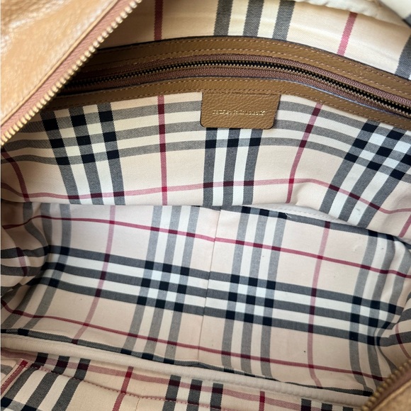 Burberry Tan Leather Satchel with Scarf Accent - Picture 11 of 13